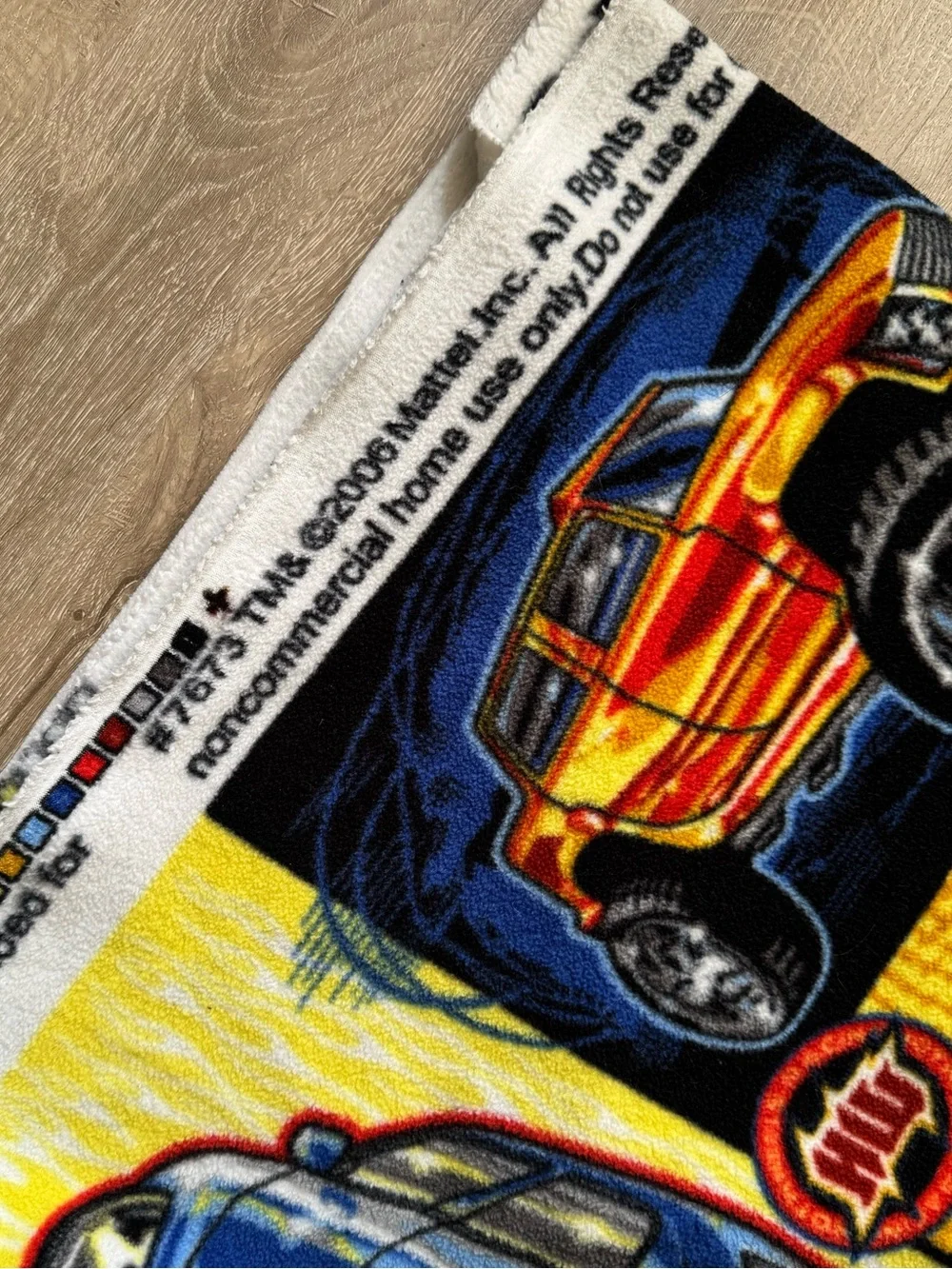 Vintage 2006 Hot wheel blanket Die Cast Color Block Flame designs